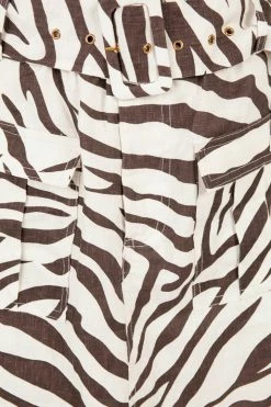 DISSH Boutiques ALEX ZEBRA LINEN SAFARI MIDI SKIRT KNITTED