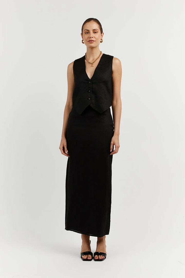 Wholesale ๐ DISSH Boutiques ROBERTS BLACK LINEN MIDI ๐ SKIRT ๐ฅฐ 1 DISSH Boutiques ROBERTS BLACK LINEN MIDI SKIRT