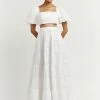 DISSH Boutiques AISLE WHITE LINEN TIER LONG SKIRT SETS