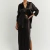 DISSH Boutiques SIMONE BLACK SATIN MIDI SKIRT