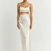 DISSH Boutiques SIMONE PEARL SATIN MIDI SKIRT CLOTHING