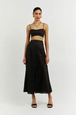 DISSH Boutiques CLOTHING HEATHER BLACK SPLIT FRONT SKIRT