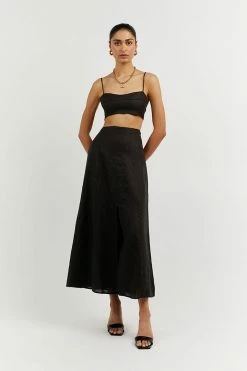 DISSH Boutiques CLOTHING HEATHER BLACK SPLIT FRONT SKIRT