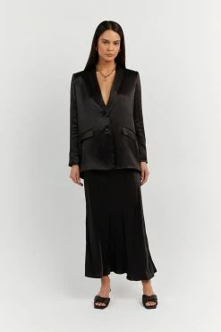 DISSH Boutiques BOBBY BLACK SATIN BIAS CUT SKIRT