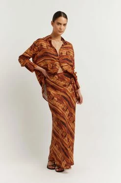 DISSH Boutiques SUNMOTION RUNWAY ALEX BROWN WATERCOLOUR MIDI SKIRT