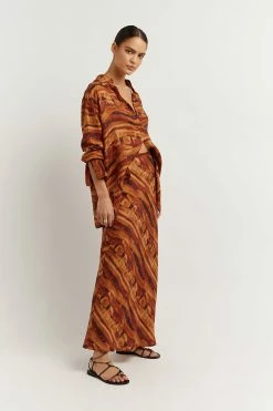 DISSH Boutiques SUNMOTION RUNWAY ALEX BROWN WATERCOLOUR MIDI SKIRT