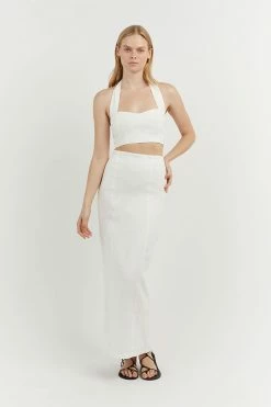 DISSH Boutiques WILLOW WHITE STRAIGHT LONG SKIRT