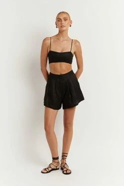 DISSH Boutiques ALBER BLACK LINEN SHORT