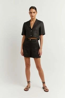 DISSH Boutiques CLOTHING LOGAN BLACK LINEN SHORT