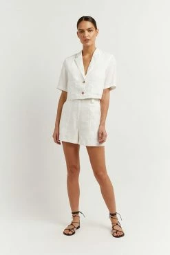 DISSH Boutiques LOGAN OFF WHITE LINEN SHORT CLOTHING