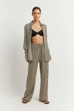 DISSH Boutiques SUNMOTION RUNWAY MARLOW BEIGE GEO DRAWSTRING PANT