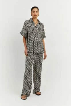 DISSH Boutiques FAME BLACK WHITE GEO STRAIGHT PANT CLOTHING