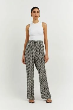 DISSH Boutiques FAME BLACK WHITE GEO STRAIGHT PANT CLOTHING