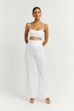 DISSH Boutiques AISLE WHITE LINEN FLARE PANT SETS