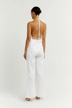 DISSH Boutiques AISLE WHITE LINEN FLARE PANT SETS