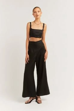 DISSH Boutiques FLICK BLACK LINEN PANT