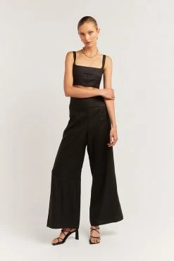 DISSH Boutiques FLICK BLACK LINEN PANT
