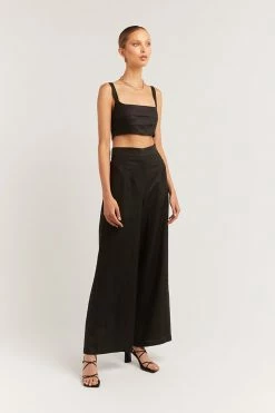 DISSH Boutiques FLICK BLACK LINEN PANT