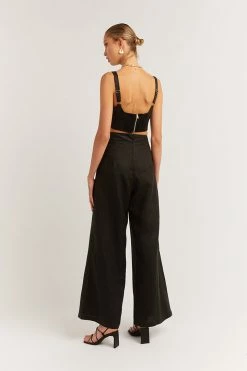 DISSH Boutiques FLICK BLACK LINEN PANT