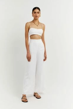 DISSH Boutiques FLICK WHITE LINEN PANT CLOTHING