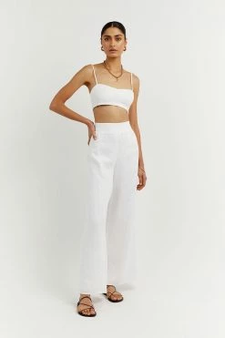 DISSH Boutiques FLICK WHITE LINEN PANT CLOTHING