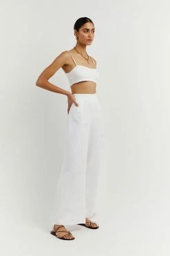 DISSH Boutiques FLICK WHITE LINEN PANT CLOTHING