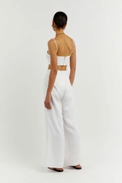 DISSH Boutiques FLICK WHITE LINEN PANT CLOTHING
