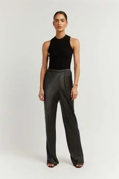 DISSH Boutiques SIMONE CHARCOAL SATIN BIAS CUT PANT