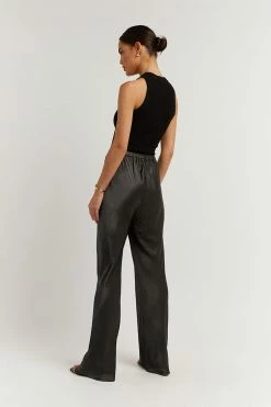 DISSH Boutiques SIMONE CHARCOAL SATIN BIAS CUT PANT