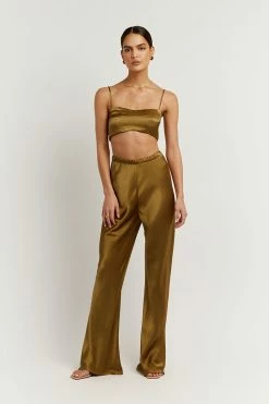 DISSH Boutiques SIMONE CHARTREUSE SATIN BIAS PANT