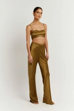 DISSH Boutiques SIMONE CHARTREUSE SATIN BIAS PANT