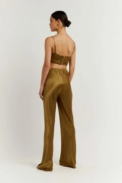 DISSH Boutiques SIMONE CHARTREUSE SATIN BIAS PANT