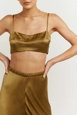 DISSH Boutiques SIMONE CHARTREUSE SATIN BIAS PANT