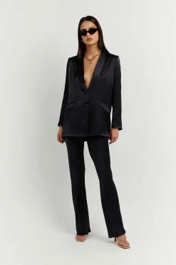 DISSH Boutiques SIMONE NAVY SATIN BIAS CUT PANT