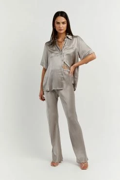 DISSH Boutiques CLOTHING SIMONE PEWTER SATIN BIAS CUT PANT