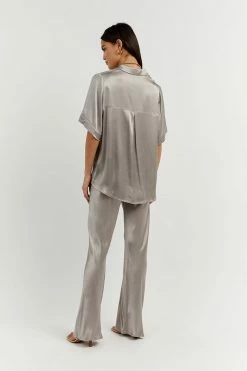 DISSH Boutiques CLOTHING SIMONE PEWTER SATIN BIAS CUT PANT