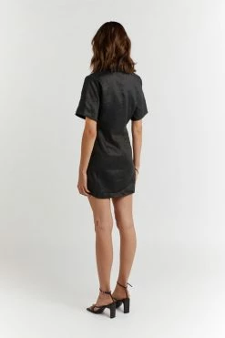 DISSH Boutiques CLOTHING LEOPOLD BLACK LINEN SHIRT DRESS
