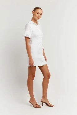 DISSH Boutiques CLOTHING LEOPOLD WHITE LINEN SHIRT DRESS