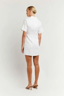 DISSH Boutiques CLOTHING LEOPOLD WHITE LINEN SHIRT DRESS