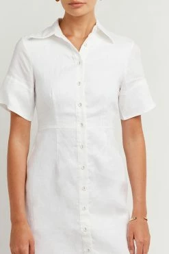DISSH Boutiques CLOTHING LEOPOLD WHITE LINEN SHIRT DRESS