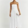 DISSH Boutiques LEXI WHITE LINEN MIDI DRESS