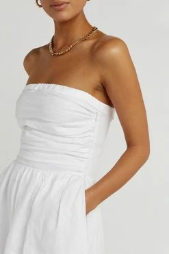 DISSH Boutiques LEXI WHITE LINEN MIDI DRESS