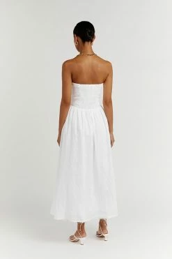 DISSH Boutiques LEXI WHITE LINEN MIDI DRESS