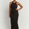 DISSH Boutiques CLOTHING ANDREA BLACK LINEN MIDI DRESS