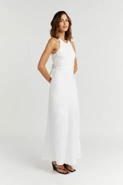 DISSH Boutiques CLOTHING ANDREA WHITE LINEN MIDI DRESS