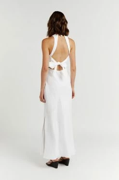 DISSH Boutiques CLOTHING ANDREA WHITE LINEN MIDI DRESS