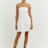 DISSH Boutiques CLOTHING DAPHNE WHITE LINEN MINI DRESS