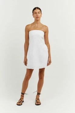 DISSH Boutiques CLOTHING DAPHNE WHITE LINEN MINI DRESS