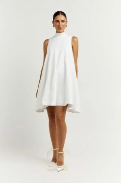 DISSH Boutiques DRESSES AISLE WHITE LINEN PANEL MINI DRESS