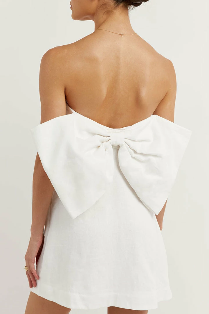 Best Sale ๐ DISSH Boutiques ๐ DRESSES AISLE WHITE LINEN BACK BOW ๐ DRESS ๐งจ 7 DISSH Boutiques DRESSES AISLE WHITE LINEN BACK BOW DRESS